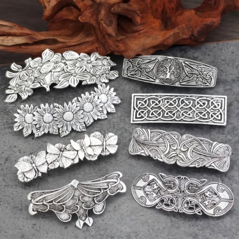 NWT Celtic Flowers and Knots Antiqued Silver Tone Barrettes! $8 each or 2/$13!
